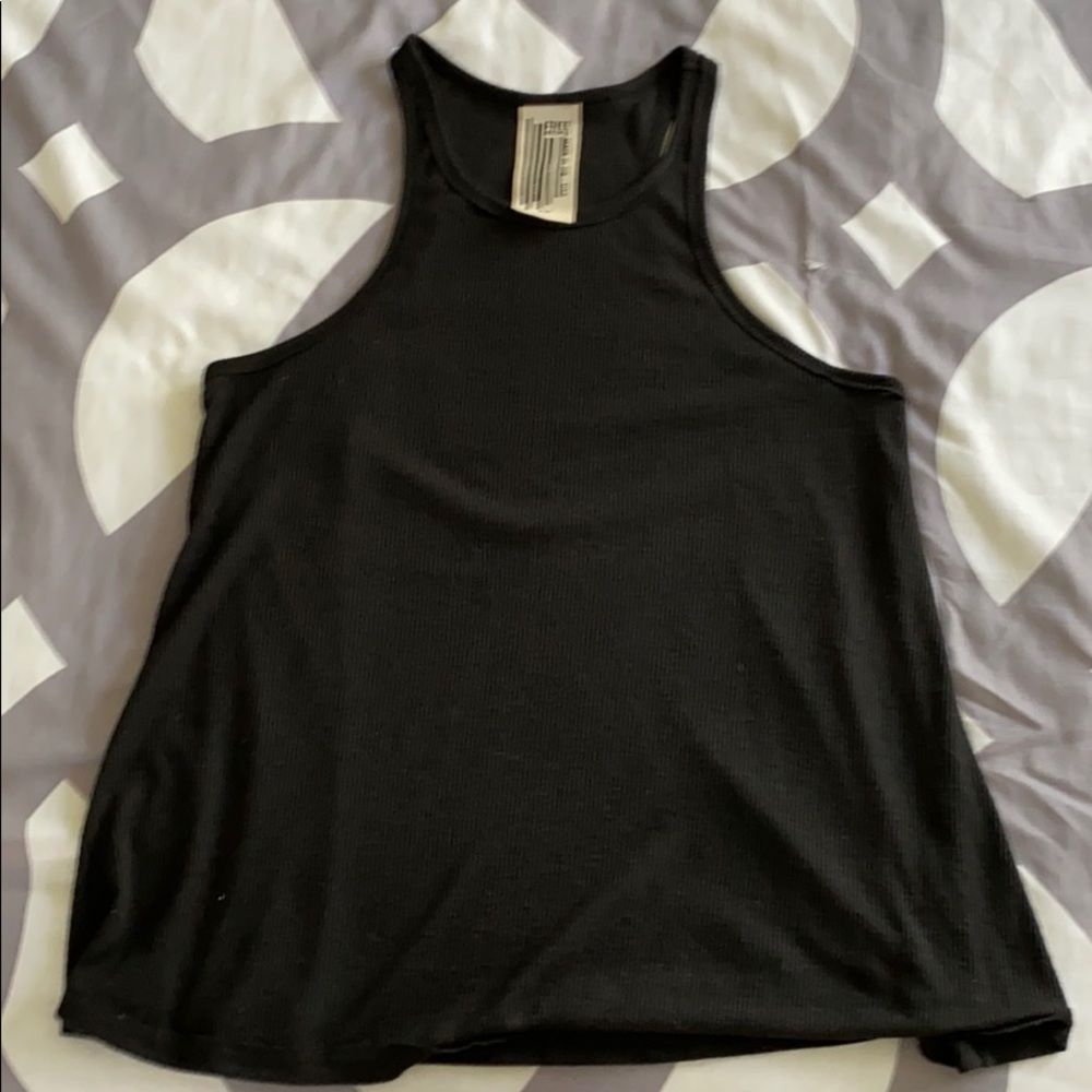 High neck black tank top